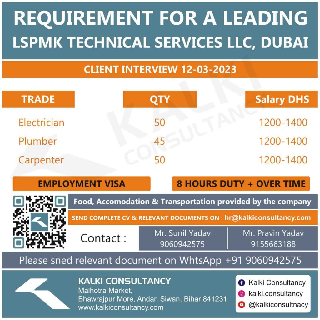 URGENT REQUIREMENT FOR A LEADING COMPANY, SAUDI ARABIA, CLIENT INTERVIEW : 12/03/2023