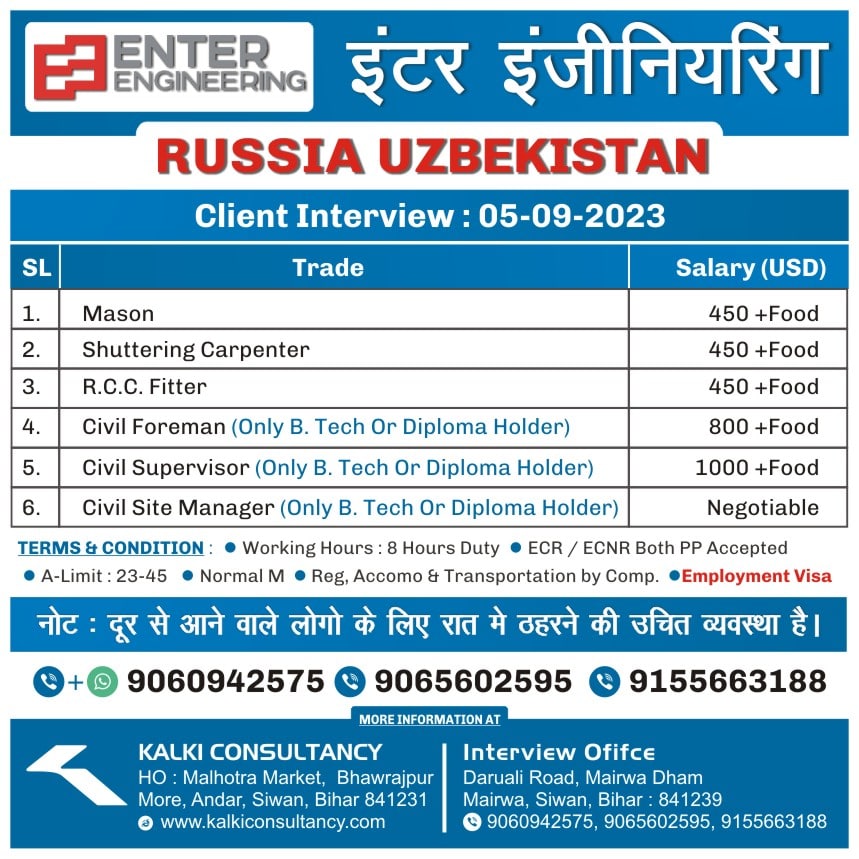 Enter Engineering, Russia Uzbekistan, Client Interview on 05-09-2023