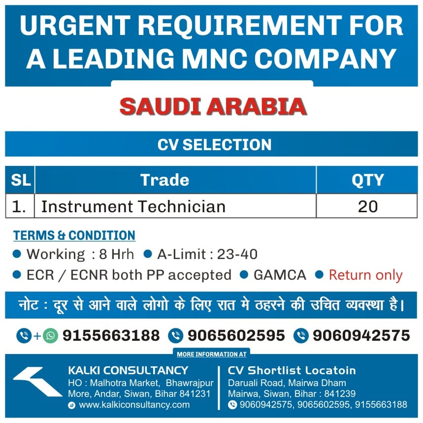 URGENT REQUIREMENT FOR A LEADING MNC COMPANY – Posted on : 04-11-2023