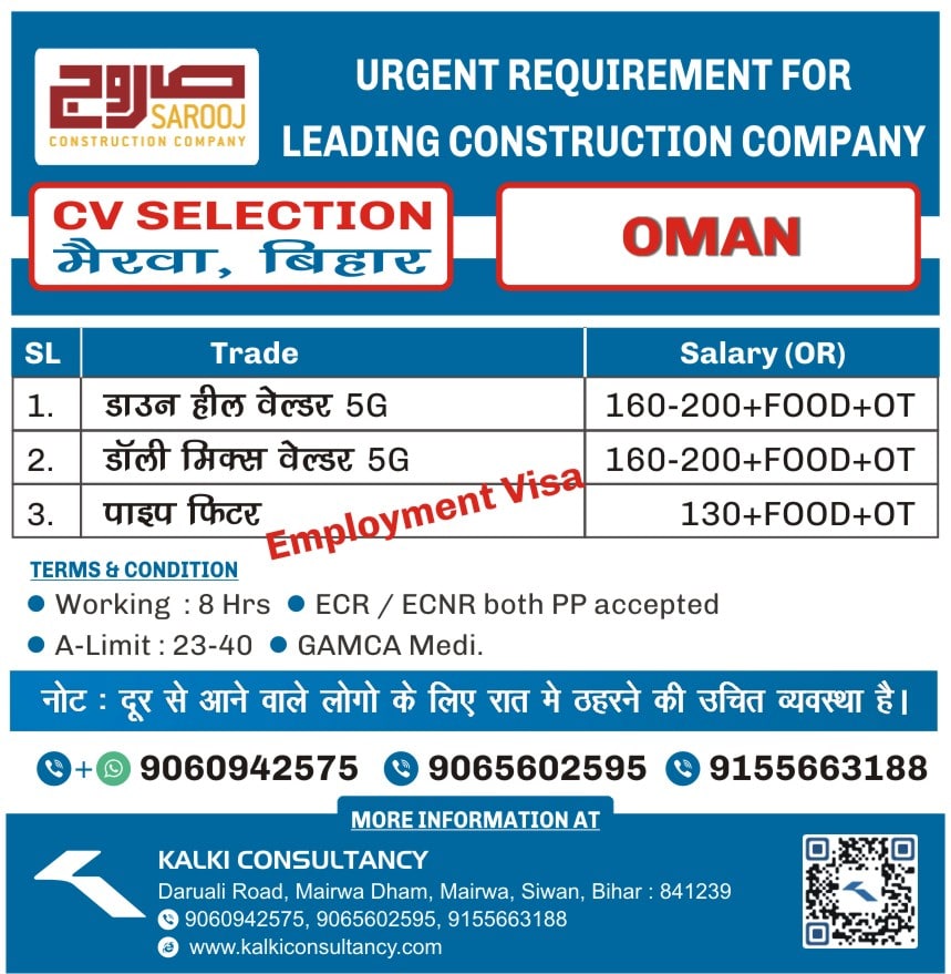 URGENT REQUIREMENT FOR A LEADING COMPANY, OMAN – Posted on : 11-03-2024