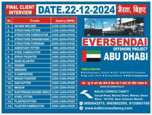 URGENT REQUIREMENT FOR A LEADING COMPANY, ABU DHABI – Posted on : 20-12-2024